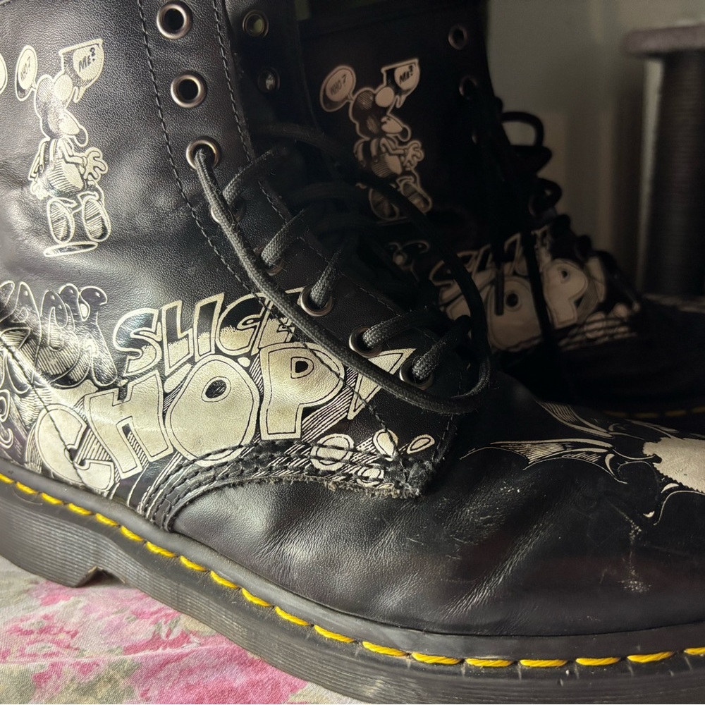 Black Graphic Combat Boots